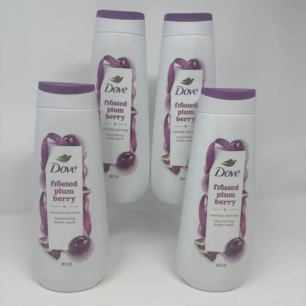 4 Dove Beauty Holiday Treat‎ Limited Edition Frosted Plum Berry Body Wash 20 oz